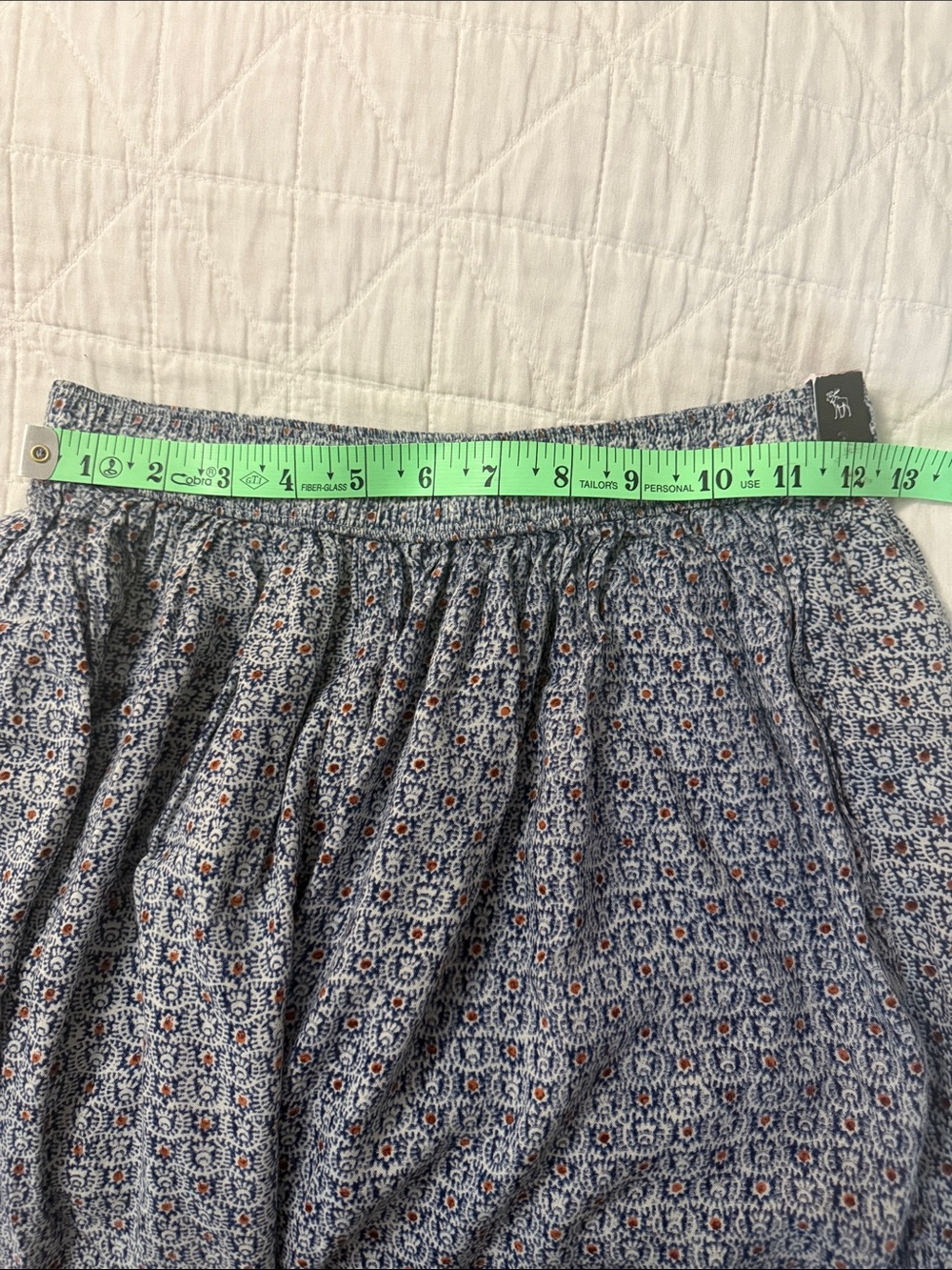 Abercrombie & Fitch Blue Patterned Elastic Waist culottes w/ pockets- Small - Picture 9 of 10
